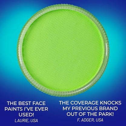 Blue Squid Face Paint Water Based Single Cake Professional Face Paint & Body Paint - Water Activated, Kids Adults Face Painting for Costume, Halloween Makeup, Cosplay - UV Pastel Green Face Paint 30g - color: UV Pastel Green