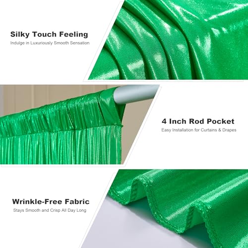 gogoparti 10x10FT Green Sequin Backdrop Curtain - 2 Panels of 5x10FT Wrinkle-Free Glitter Drapes for Photography, Birthdays, Weddings & Graduations - color: Green, size: 5FT x 10FT(2 panels)
