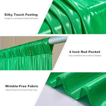 gogoparti 10x10FT Green Sequin Backdrop Curtain - 2 Panels of 5x10FT Wrinkle-Free Glitter Drapes for Photography, Birthdays, Weddings & Graduations - color: Green, size: 5FT x 10FT(2 panels)