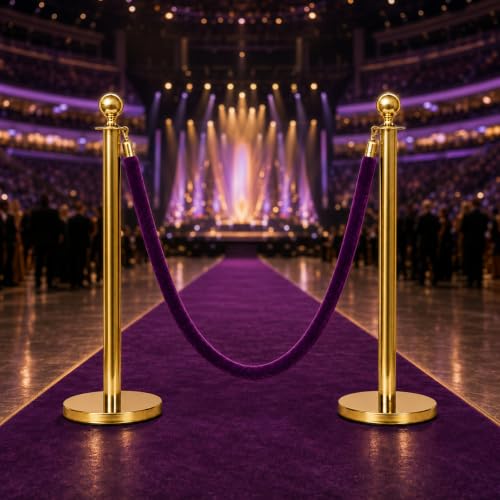 Mirror Taper Top Rope Stanchion in 3 pcs Set, VIP Crowd Control (60" Yellow/Gold Braided) - color: 60" Yellow/Gold Braided