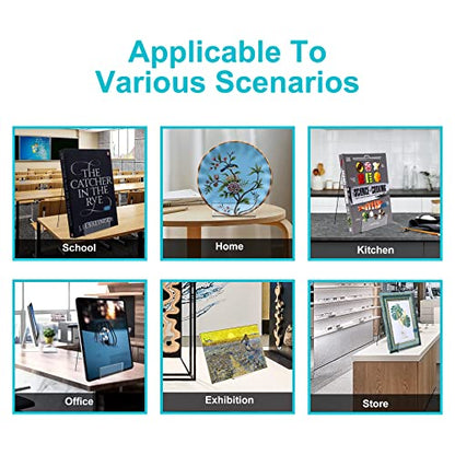 Boloyo Acrylic Book Stand with Ledge,10PC Clear Acrylic Display Easel Transparent Display Stand Holder Tablet Holder for Displaying Books,Magazine,Plate,Pictures,Artworks, CDs - size: 4 inch + 6 inch(10PC)