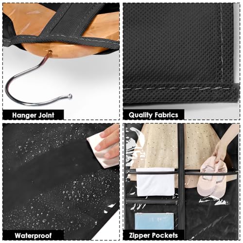 Univivi 40 Inch Dance Costume Garment Bags for Dancers, Black, 12 Pack - color: Black, size: 12 Pack