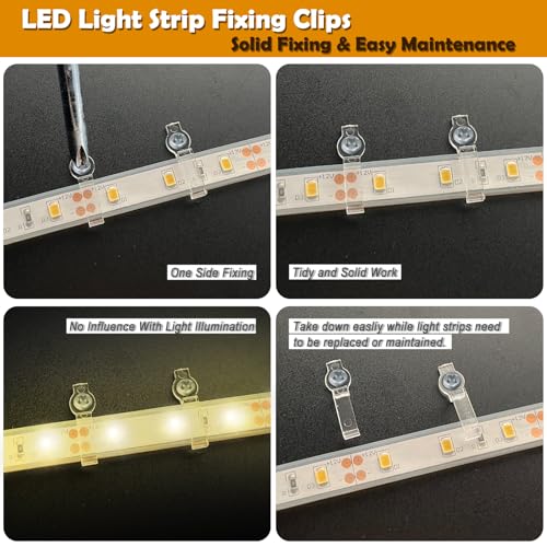 100 Pack Strip Light Mounting Brackets,Fixing Clips,One-Side Fixing,100 Screws Included (For 10mm Wide IP68 Silicone Cover Strips) - style: For 10mm Wide IP68 Silicone Cover Strips