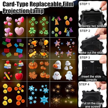 Back to School Projector Light Outdoor | Decorative Dynamic LED Projector Light with 12 Holiday Film Slides, Waterproof Landscape Rotation Lighting Projection Lamp