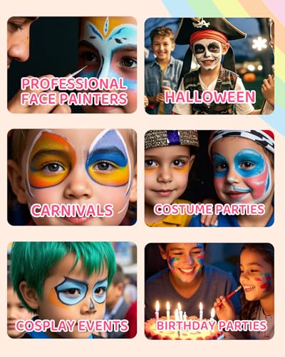 Anka Bella Professional Washable 24x10gm Face Paint for Kids & Adults,Water Based One Stroke Split Cake Face Painting Kit with Brushes,Non toxic ,Ideal for Easter/Parties/Halloween/Carnival - color: Multicolor