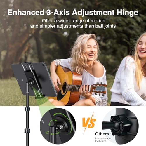elitehood 65in Portable & Lightweight Aluminum iPad Tripod Stand for Music | 360° Swivel Tilt Adjustable iPad Stand Floor, Tablet Tripod for Watching & Recording, Fit iPad Pro 13 12.9 Air 11 Mini 6