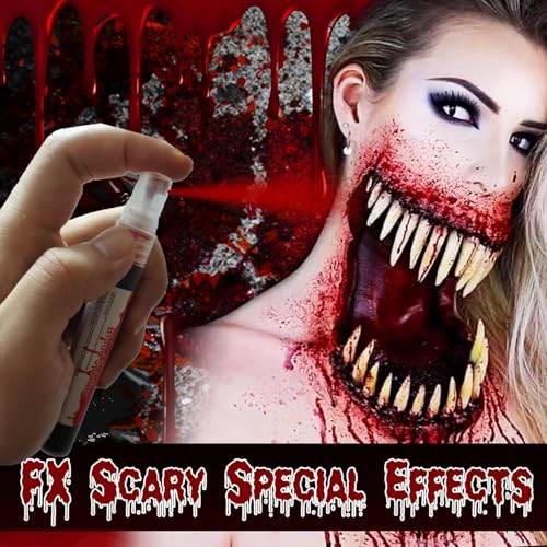 Mysense Fake Blood Spray,Blood Splatter,Halloween Faux Blood Makeup,Washable Fake Blood for Clothes,Zombie Vampire Monster Scary Clown Costume SFX Cosplay,0.35oz(10ml) - color: Fake Blood Spray - 0.35oz