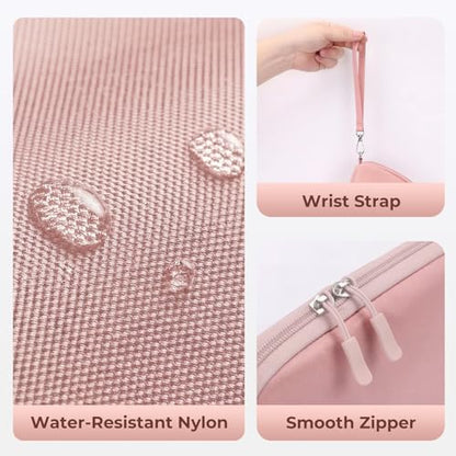 FYY Travel Cable Organizer - 8 Compartments, Lightweight, Water Repellent - color: Pink, size: (L) 9.6"× 5.5"× 3.7"