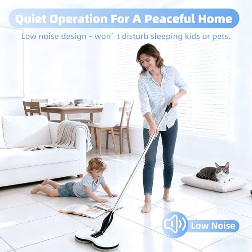 Electric Mop for Floor Cleaning, As Seen On TV, Cordless Spin Mopper Motorised Electric Mops for Hardwood Tile Laminate Floor Daily Light Cleaning (No Water Tank)