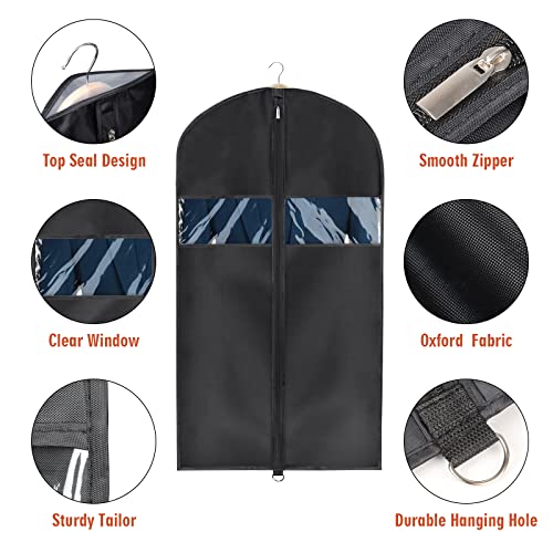 Univivi Suit Bags Garment Bags for for Hanging Clothes, 43 Inch, Set of 8 | Travel Bag with Zipper and Visible Transparent Window, Oxford Fabrics, Foldable Washable Suit Cover for Jacket, Suits, Coats - size: 24"X43"-8pcs - Oxford