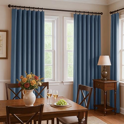 Velvet Curtains 84 Inches Long, Thermal Insulated Blue Blackout Curtains for Living Room Bedroom Curtain Set Rod Pocket Back Tab Room Darkening Drapes, 2 Panel Blue - color: 07-blue (Velvet ), size: 52"W x 84"L (Pack of 2)