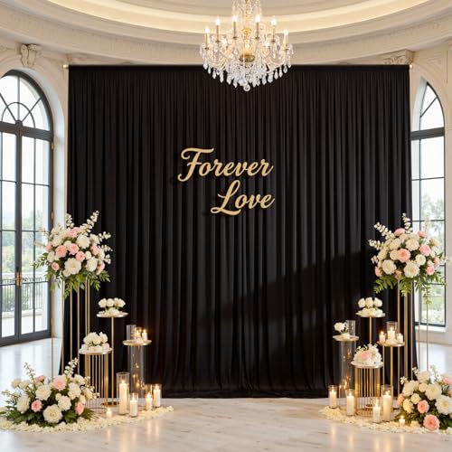 50ftx12ft Black Backdrop Curtain for Wedding Party 10 Panels 5×12FT Tall - color: Black, size: 50ftx12ft (10 Panels W5'xH12')