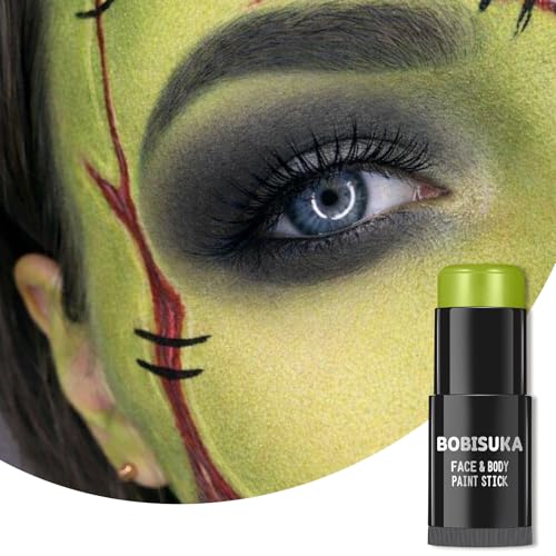 BOBISUKA Ogre Green Face Body Paint Stick, Light Green Eye Black Painting Sticks for Sports, Facepaints Makeup for Halloween Goblin Zombie Witch Camo Hulk Cosplay Special Effects Costume SFX - color: Ogre Green