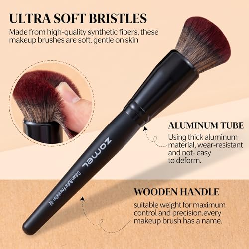 ZAMEL 26Pcs Black labeled Makeup Brushes Set Professional,Full Face ULTRA SOFT Hair Makeup Brush Set Contains large powder Foundation Ultimate Blending Make up Brush set Blush Concealers Eyeshadow - style: 26Pcs Matte Black+Color Box