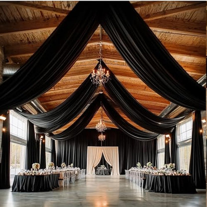 Outpain 10ftx20ft Black Backdrop Ceiling Drapes,2Panels 20ft Height Wrinkle Free Tent Draping Curtains, Fabric Drapery Ceiling Drapes for Wedding Ceremony Birthday Theme Parties with Rod Pocket - color: Black, size: 60"W x 240"L (Pack of 2)