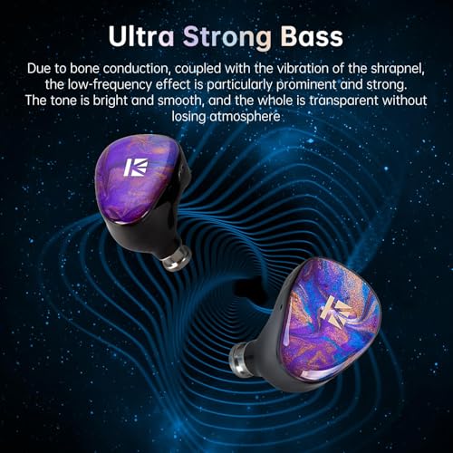 KBEAR KB02 Colorful Resin Shell in Ear Monitor Headphones, Bone Conduction Dynamic Driver Wired Earbuds, IEM Headphones HiFi Earphones with 2Pin 4N OFC Cable 3.5mm Plug for Singers Musicians, Purple - color: Purple