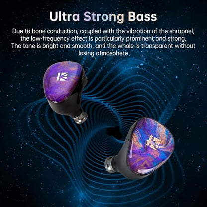 KBEAR KB02 Colorful Resin Shell in Ear Monitor Headphones, Bone Conduction Dynamic Driver Wired Earbuds, IEM Headphones HiFi Earphones with 2Pin 4N OFC Cable 3.5mm Plug for Singers Musicians, Purple - color: Purple
