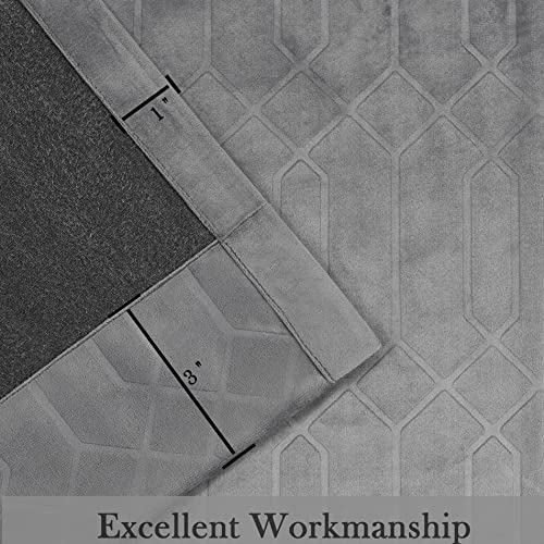Dark Grey Velvet Blackout Window Curtain Panels Noise Reducing 90% Room Darkening Rod Pocket Back Tab Geometric Embossed Trellis Themal Drapes for Living Room and Bedroom (52" Wx63" L, 2 Panels) - color: Dark Gray, size: 52"W x 63"L (Pack of 2)