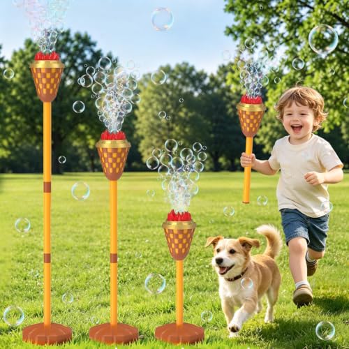 Yunaking Bubble Machine Torch Camping Halloween Toy for Kids 3-12 Year Old