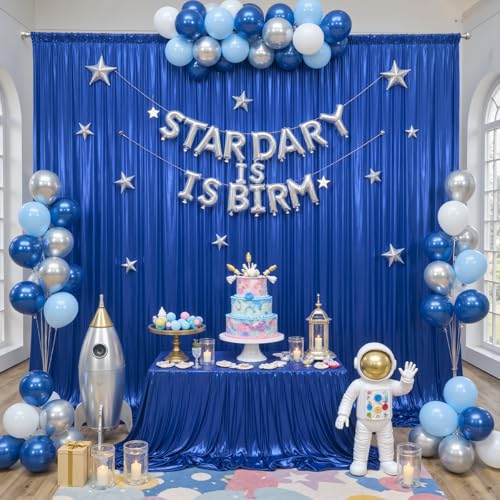 10x10ft Royal Blue Backdrop Curtains Wedding Party Glitter Sequin Curtain Backdrop Fabric Shimmer Drapes Backdrop Baby Shower Birthday Christmas Photoshoot Background Photography 5x10FT，2 Panels - color: Royal Blue, size: 10ft X 10ft(2 Panels 5ft X 10ft)
