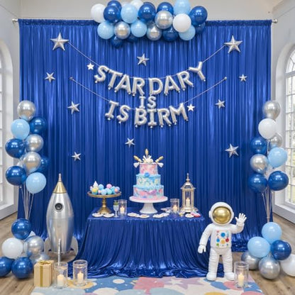 10x10ft Royal Blue Backdrop Curtains Wedding Party Glitter Sequin Curtain Backdrop Fabric Shimmer Drapes Backdrop Baby Shower Birthday Christmas Photoshoot Background Photography 5x10FT，2 Panels - color: Royal Blue, size: 10ft X 10ft(2 Panels 5ft X 10ft)