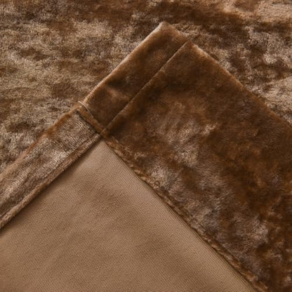 Caramel Crushed Velvet Curtains with Rod Pocket Luxurious Thermal Insulation Room Darkening Window Panels for Living Room Bedroom Office, 2 Panels Set 52" W x 96" L - color: Caramel, size: 52"W x 96"L (Pack of 2)