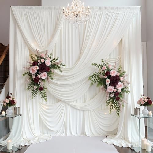 60ft×15ft Ivory Backdrop Curtain for Wedding Parties - color: Ivory, size: W5' x H15'(12 panels)