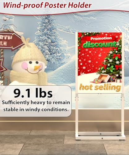 22" × 28" Sign Holder Floor Stand, Double-side Poster Banner Stand for Board & Foam Display, Heavy-duty Pedestal Sign Standing for Business, Office, Trade Show, Mall Advertising, Wedding, White