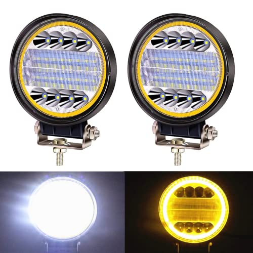 2PCS 4.5''LED Light Pods, 72W Round Spot Flood Combo Work Lights Off Road Fog Driving Lights with Halo LED Pods for 4x4,SUV,ATV,Tractor,Truck. (Yellow Halo) - color: Yellow Halo