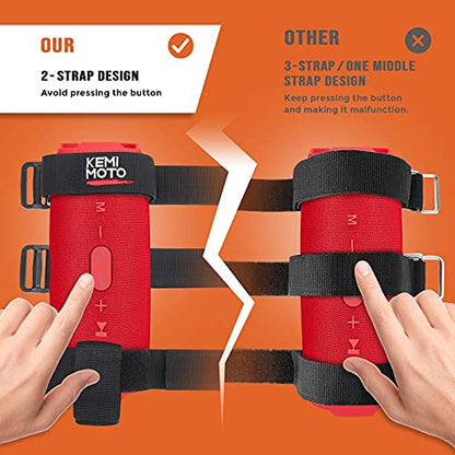 KEMIMOTO UTV Speaker Mount, Adjustable 2 Strap Style Portable Speaker Holder for 1.5" to 2.5" Roll Bar, Compatible with Polaris RZR Ranger Can Am X3 Commander Pioneer Kawasaki Mule (Pack of 2) - size: 3.54 x 5.31 x 2.55 inches (Pack of 2)