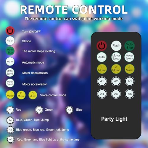 Disco Ball Light,Party Lights with Remote Control,RGB DJ Strobe Lamp for Home Room Dance Party Supplies Home Dance, Easter, Karaoke,New Years Eve Halloween Christmas Decorations