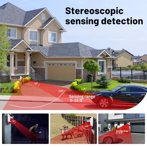 Solar Motion Sensor Alarm - 120dB IP65 Waterproof Security Siren with Remote & Strobe Light, 3 Modes for Yard/Farm/Home, 5-8m Pet-Friendly Detection (Animal Sound (Or You can add Your own Voice)) - style: Animal Sound (Or you can add your own voice)