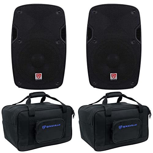 Rockville SPG84 8" Passive DJ PA Speaker Pair Bundle with TB8 v2 Carry Bags | 400W Peak / 100W RMS Each, 4 Ohm, Speakon Connections, 2-Way, ABS Lightweight Cabinet, Pole Mount, Stand Compartment, 4-Items