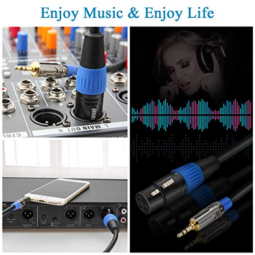 JOLGOO XLR Female to 3.5mm Cable, Unbalanced XLR Female to 1/8" Stereo Plug Microphone Cable, 3.5mm to XLR Cable for iPhone, iPod, Computer, Video Camera, and More, 6.6 Feet - size: 6.6 Feet, style: XLR Female to 3.5mm
