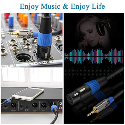JOLGOO XLR Female to 3.5mm Cable, Unbalanced XLR Female to 1/8" Stereo Plug Microphone Cable, 3.5mm to XLR Cable for iPhone, iPod, Computer, Video Camera, and More, 6.6 Feet - size: 6.6 Feet, style: XLR Female to 3.5mm