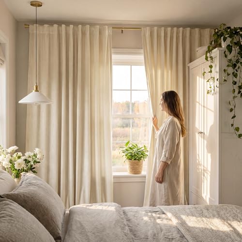 StangH Beige Velvet Soundproof Light Dimming Curtains, W42 x L84, 2 Panels - color: Beige Series - Beige, size: 42"W x 84"L (Pack of 2)