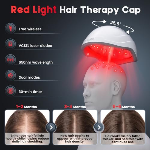 Red Light Therapy for Hair Growth - FDA Cleared Laser Cap for Hair Regrowth, Hair Loss Thinning & Alopecia Treatment for Men & Women, Wireless Rechargeable Model Hat-01 (White)