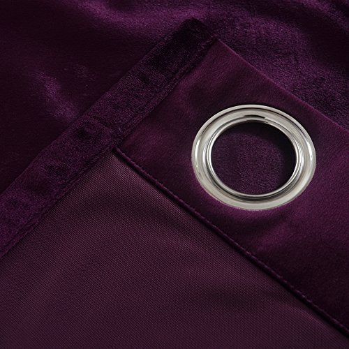 Cherry Home Set of 2 Blackout Velvet Energy Efficient Grommet Curtain Panel Drapes Lavender Purple 52Wx84L(2 Panels) Theater| Bedroom| Living Room| Hotel - color: Purple, size: 52"W x 84"L (Pack of 1)