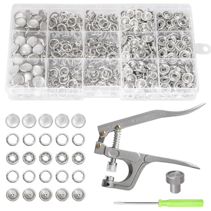 K Kwokker Pearl Snaps for Fabric w/Snap Pliers, 140 Set, 12mm Metal Snap Button Kit for Clothing, Shirts, Onesie, Romper, Denim, Bag, Sewing Supplies, Snap Fastener Tool for Clothes - color: B. Pearl White
