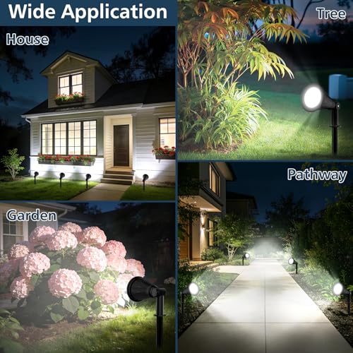 T-SUNUS Solar Spotlights Outdoor, Waterproof IP65 Spot Lights Dusk to Dawn Landscape Spotlight Separate Panel 9.8ft Cable for Halloween Christmas Garden Tree Flag Patio Driveway White 6000K 2 Pack - color: White