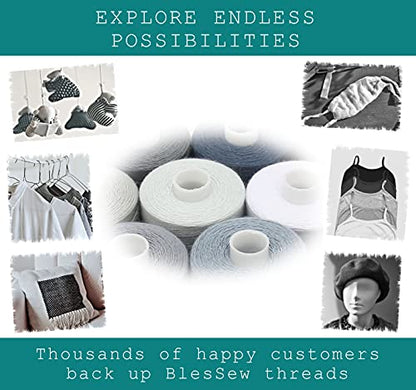 BlesSew Gray Sewing Threads - 10 Large Spools of Polyester Thread for Hand, Quilting & Sewing Machine - Grey Shades Plus Black & White - 1000 Yards Per Spool - color: Gray-Black-White