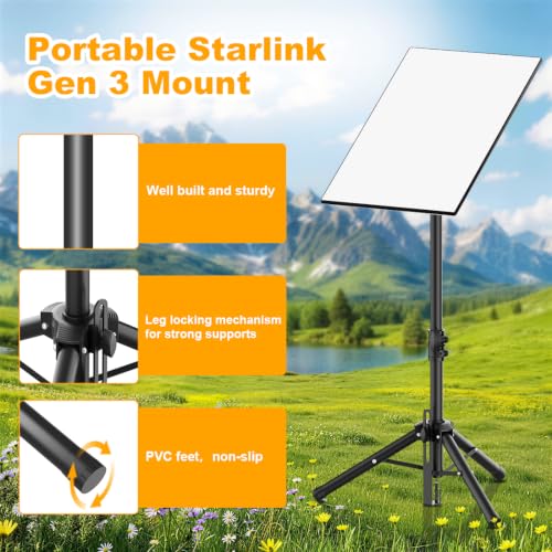 Starlink Gen3 Tripod Mount Adjustable Height 90° Degree Tilt Stand with Carry Bag Stable Iron Connector Compatible with Starlink Standard Gen3 Standard 4 4X V3 Dish for RV Camping Outdoor Travel - color: Black