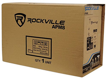 Rockville APM8C 8" 2-Way 500W Active/Powered USB Studio Monitor Speakers Pair | 400W Peak / 200W RMS, Class D Amp, RCA In/Out, Crossover/Phase/Volume Control, Front Port, MDF Enclosure, Auto Power - color: Cherry