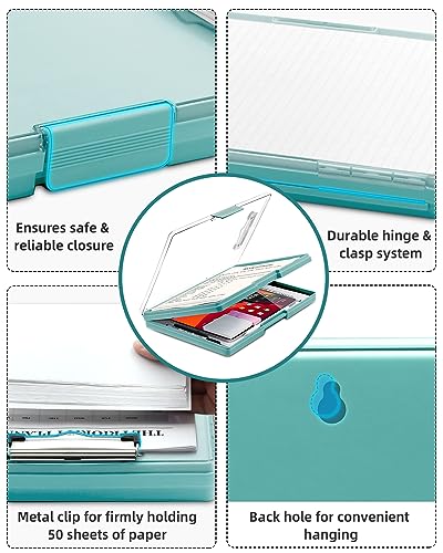 Clipboard with Storage, Nurse Dry Erase Clip Board, 8.5x11, Turquoise | Dual Compartments, Clearview Dry Erase Panel, High Capacity Storage, Heavy Duty, Pen Holder, Side Opening, School/Office Use - color: Turquoise