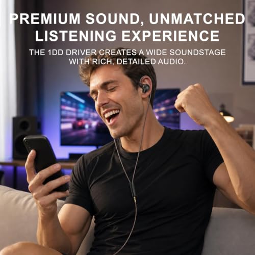In Ear Monitor Headphones Dual Magnetic Dynamic Driver IEM with Mic, Black - color: H89-Black with Mic