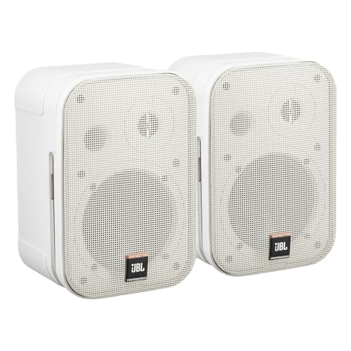 JBL Professional C1PRO-WH High Performance 2-Way, 150 Watt 5.25” Compact Passive Satellite, Bookshelf Speakers, Home Theater, Desktop, Stereo, Commercial, White, Sold as Pair - color: White