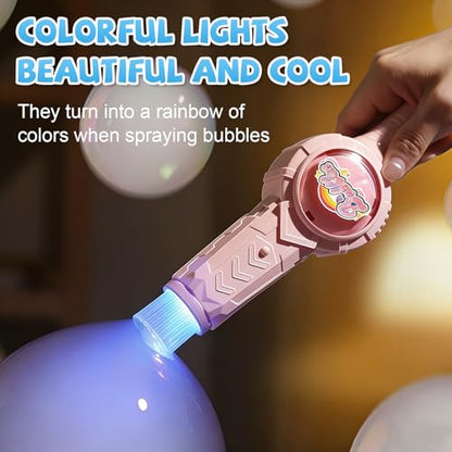 Fog Bubble Machine,Elastic Smoke Bubble Machine,Rechargeable Automatic Smoke Bubble Maker,Colorful Lights & Music,Magic Fog Bubble Wand Summer Christmas Birthday (B-Pink) - color: B-pink