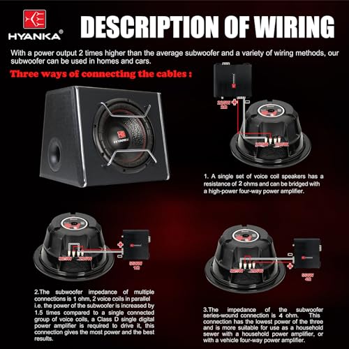 H YANKA BSC-12-2 12 Inch Subwoofer - 1100W MAX Power 12 Inch Paper Cone Subwoofer Car Audio, Black Iron Basket, 2.5“ Dual Voice Coil 2 Ohm Impedance 12 Sub for Cars - size: 12" Dual 2 Ohm