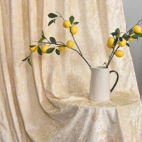 Champagne Crushed Velvet Curtains 84 inch Length- 2 Panels Velvet Living Room Neutural Window Drapes Thermal Insulated Room Darkening Drapery for Bedroom - color: Champagne, size: 52"W x 84"L (Pack of 2)