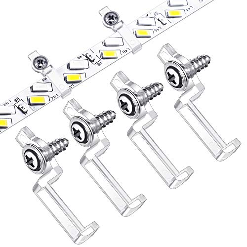 Mudder 200 Pcs LED Strip Clips with Screws for 10 mm Wide,Transparent | Mounting Brackets for 3528 5050 Lights, One Side Fixing, Non Waterproof LED Strip Clips Set, 200 Screws Included - color: Transparent